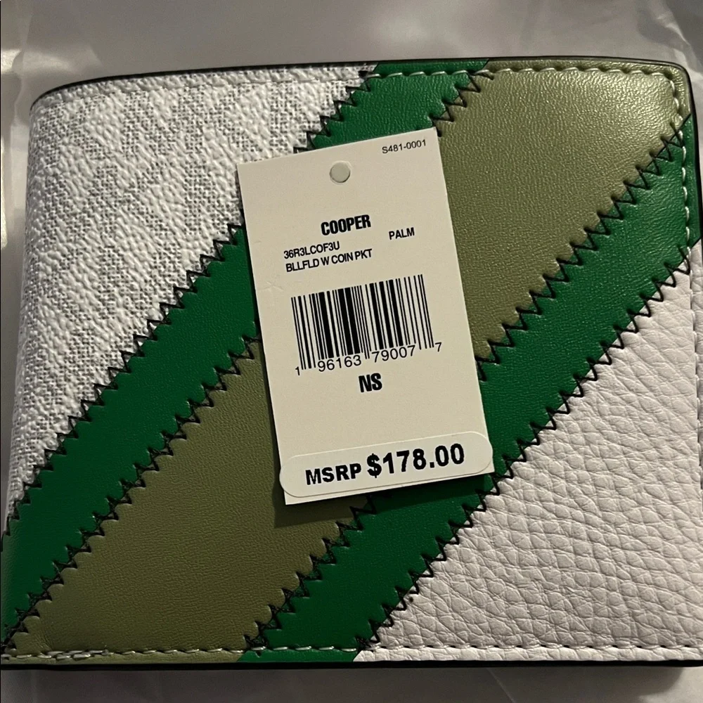 Michael Kors White and Green Men's Bi-Fold Wallet